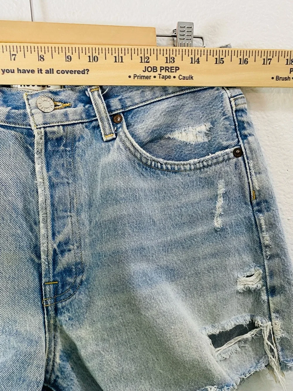 Agolde Parker Long Jean Shorts Size 28 Y2K Distressed Denim Organic Cotton
